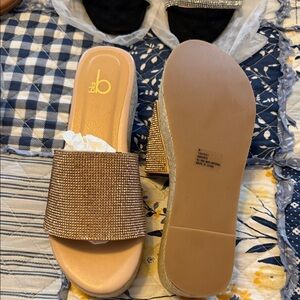 Bakers Rose Gold Rhinestone Slide Mules